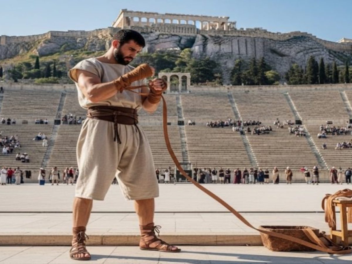 &Omicron; &pi;&rho;ώ&tau;&omicron;&sigmaf; &pi;&upsilon;&gamma;&mu;ά&chi;&omicron;&sigmaf; &omicron;&lambda;&upsilon;&mu;&pi;&iota;&omicron;&nu;ί&kappa;&eta;&sigmaf; &kappa;&alpha;&iota; &eta; &sigma;&kappa;&lambda;&eta;&rho;ή &phi;ύ&sigma;&eta; &tau;&omicron;&upsilon; &alpha;&rho;&chi;&alpha;ί&omicron;&upsilon; &alpha;&theta;&lambda;ή&mu;&alpha;&tau;&omicron;&sigmaf;